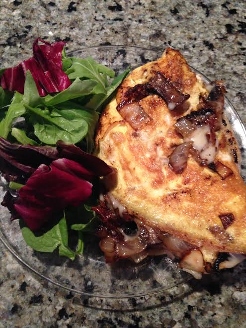 Mushrooms, onions, and eggs 