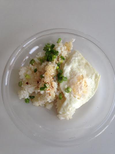 Garlic Fried Rice with Vinegar Sauce and a Fried Egg