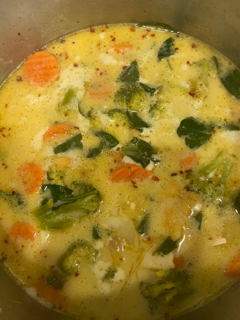 Fish soup in a pot ready to be served 